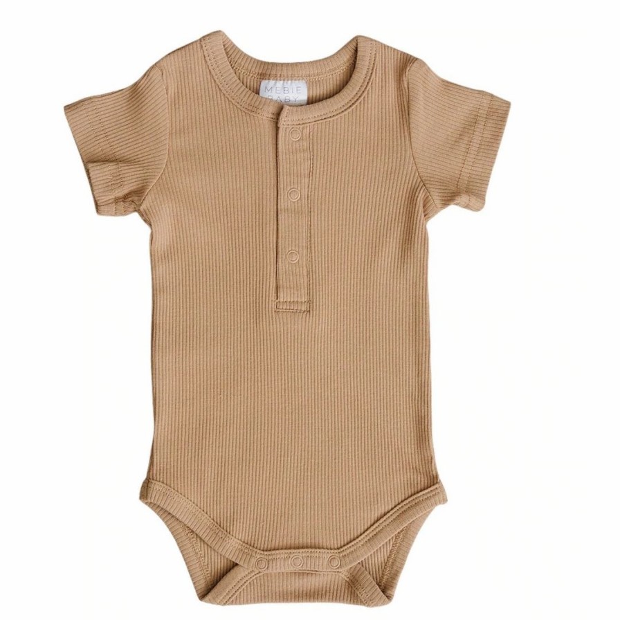 Clothing * | Mebie Baby Preemie + Newborn Cafe Organic Cotton Ribbed Snap Onesie