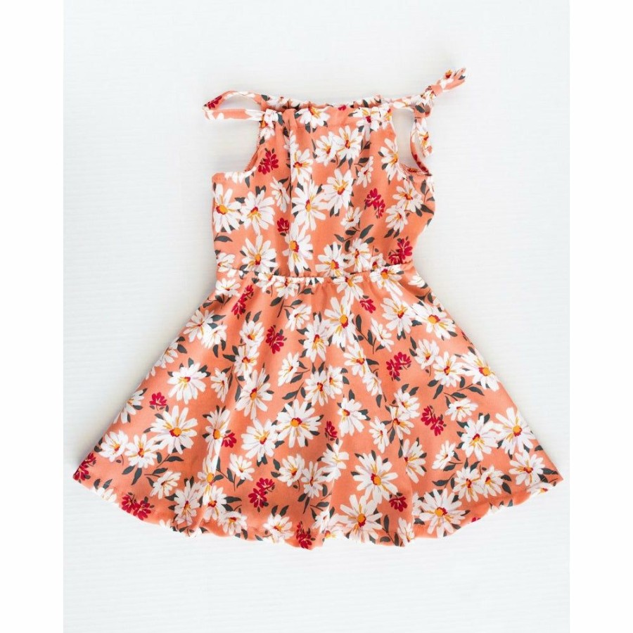 Clothing * | Bailey'S Blossoms Coral + White Floral Tie Dress Dresses