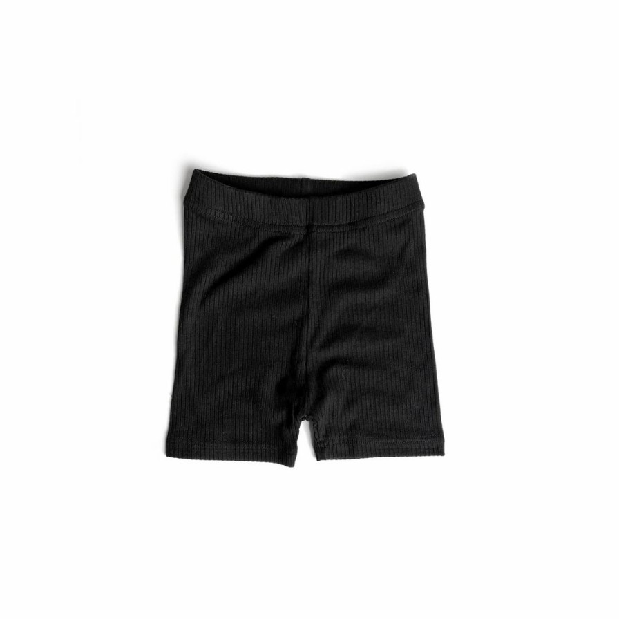 Clothing * | Little Bipsy Bottoms Black Ribbed Biker Shorts