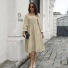 Women * | J+J Beige Smocked Square Neck Dress