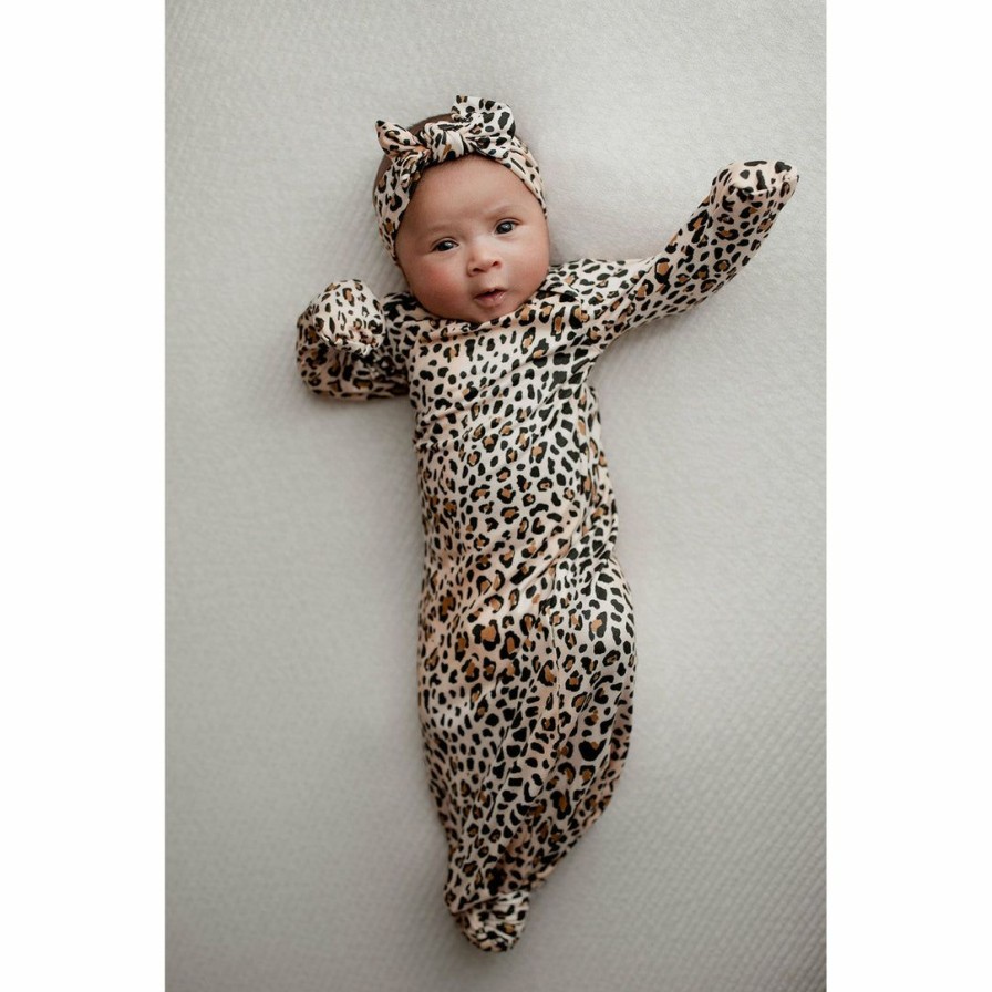 Clothing * | Three Little Tots Leopard Knotted Gown