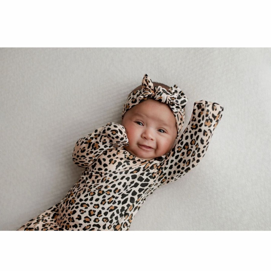 Clothing * | Three Little Tots Leopard Knotted Gown