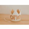 Party Time * | Cutest Little Party | One | White Glitter + Toast Pom Trim/White Lining + Rose Gold/Toast Felt Crown Party Time