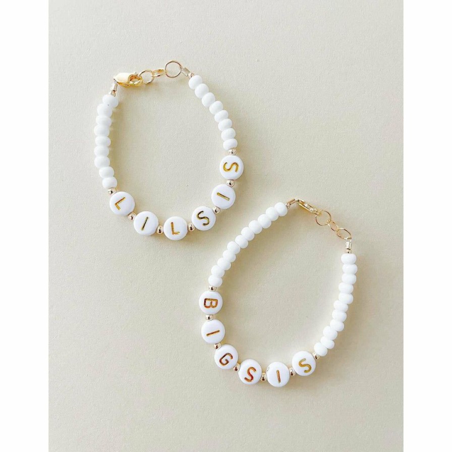 Jewelry * | Little Lunds Co Jewelry Lil Sis White Stone Bracelet