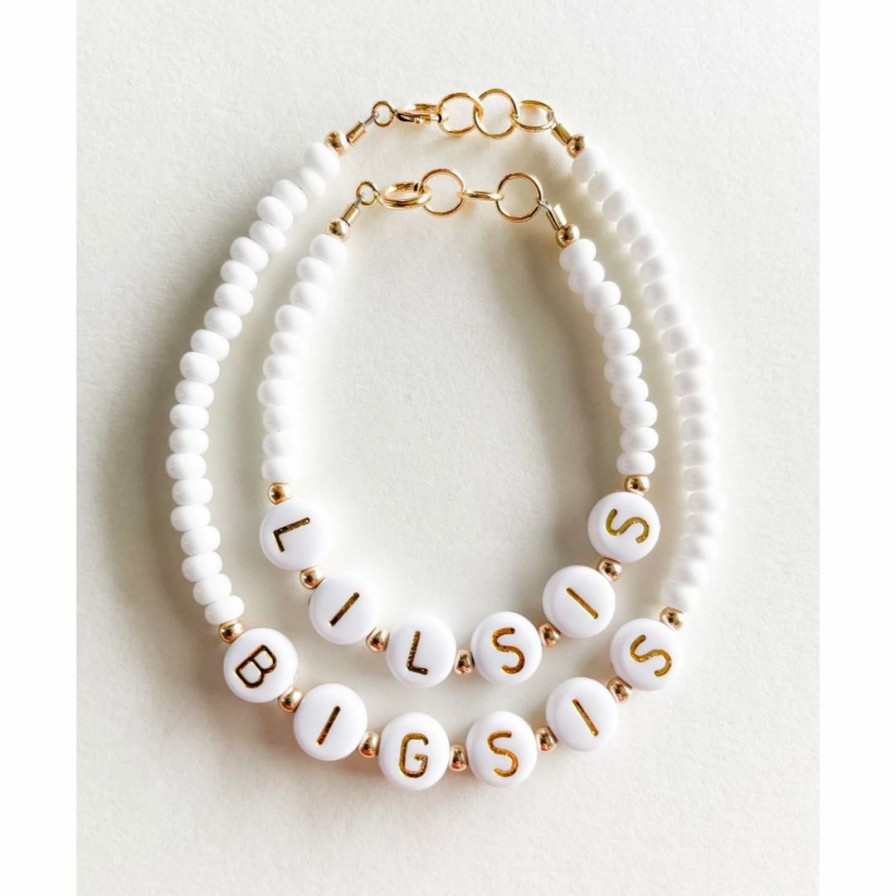 Jewelry * | Little Lunds Co Jewelry Lil Sis White Stone Bracelet