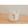 Party Time * | Cutest Little Party # 1 White Glitter + Toast Pom Trim/White Lining + Rose Gold/Toast Felt Crown