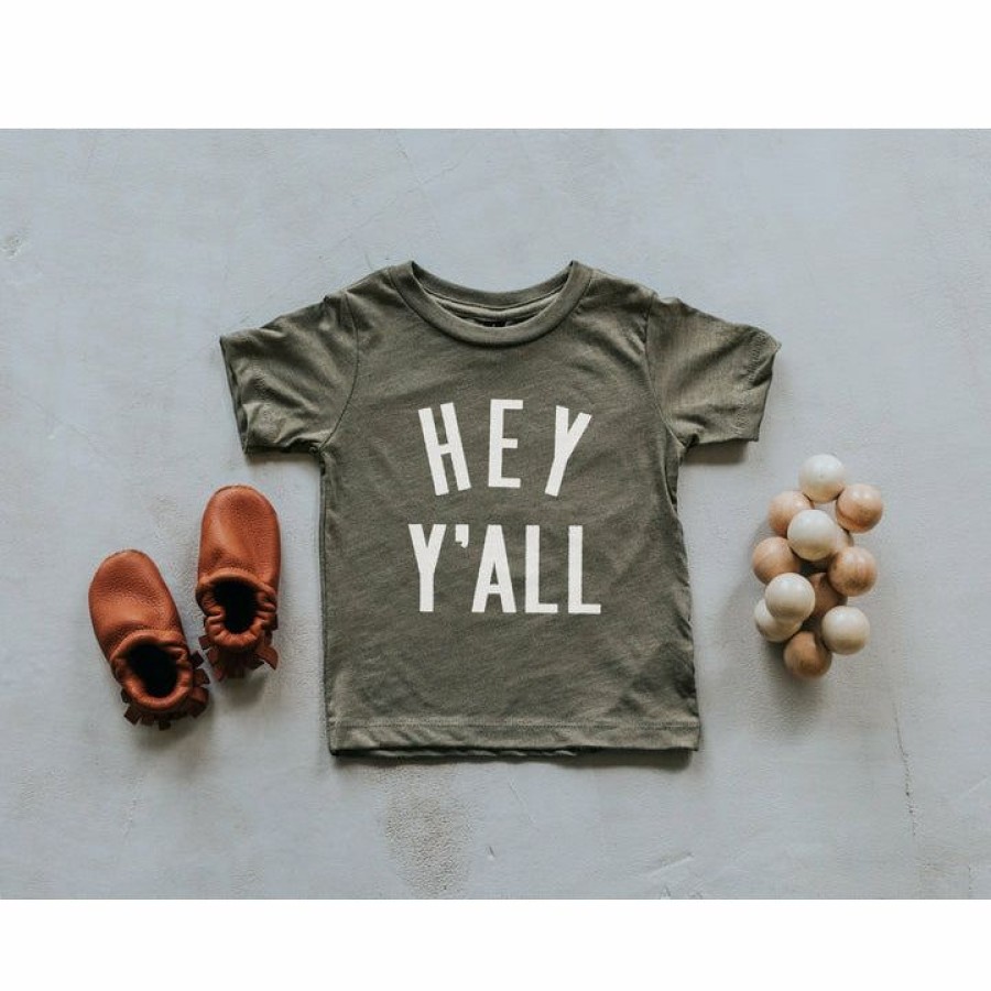 Clothing * | Gladfolk Tops Hey Y'All Organic Olive Tee