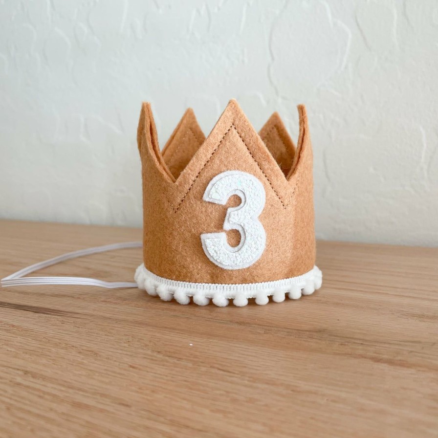 Party Time * | Cutest Little Party # 3 Toast Felt + White Pom Trim + White Crown