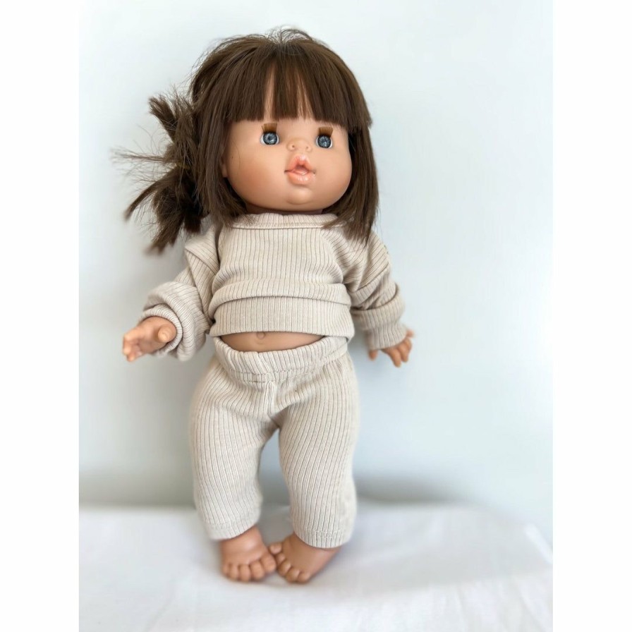 Dolls + Plushies * | Dolls + Plushies Taupe Two Piece Minikane Lounge Set