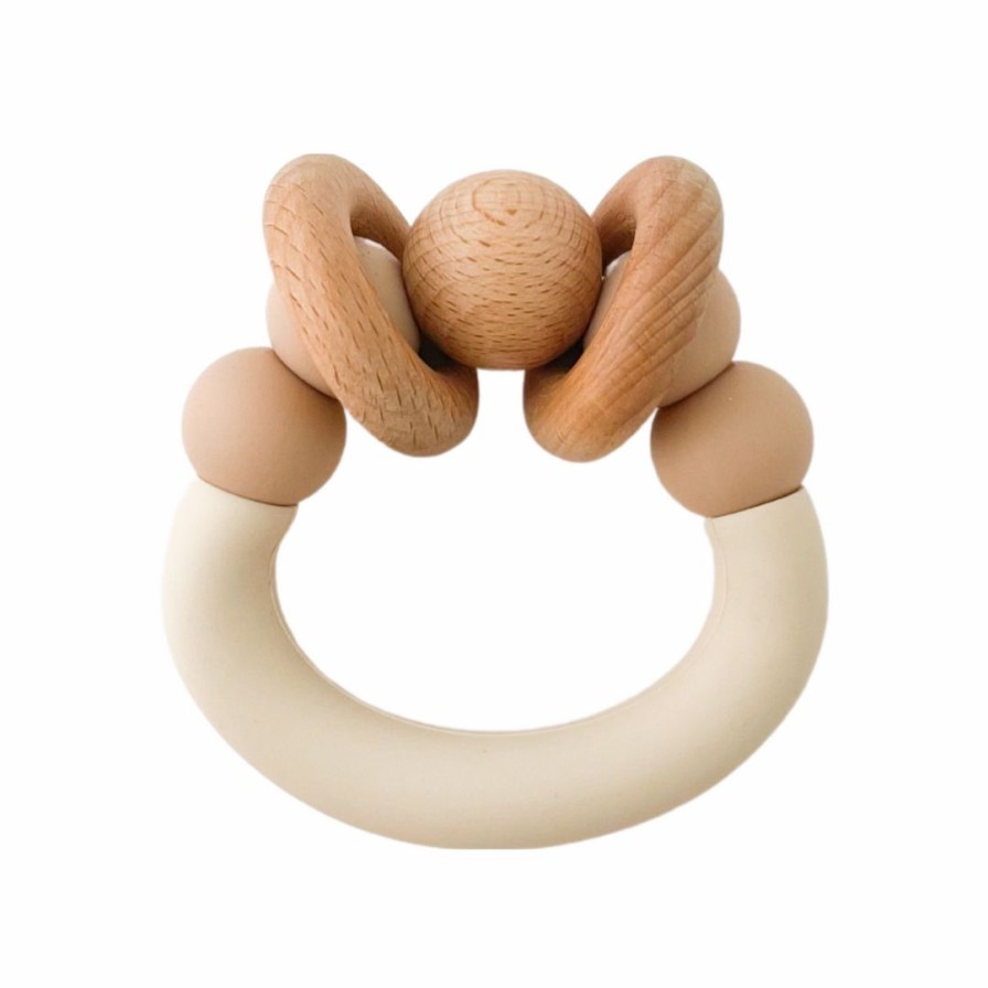 Toys * | Pretty Please Teethers Mahogany Rose Orbit Teething Ring Rattle Toy