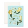 Party Time * | Fox + Fallow Happy Birthday Mermaids Greeting Card Party Time