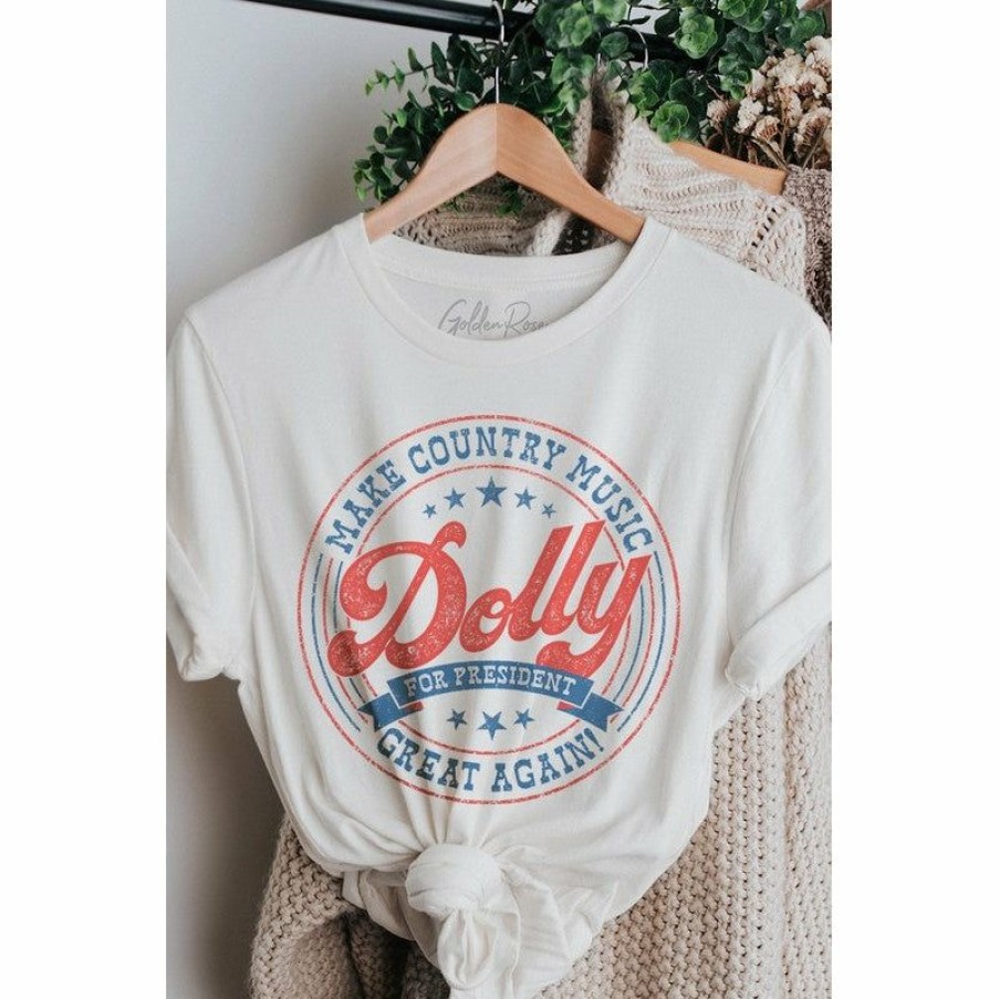 Women * | J+J Graphic Tees Dolly For President White Oversized Tee