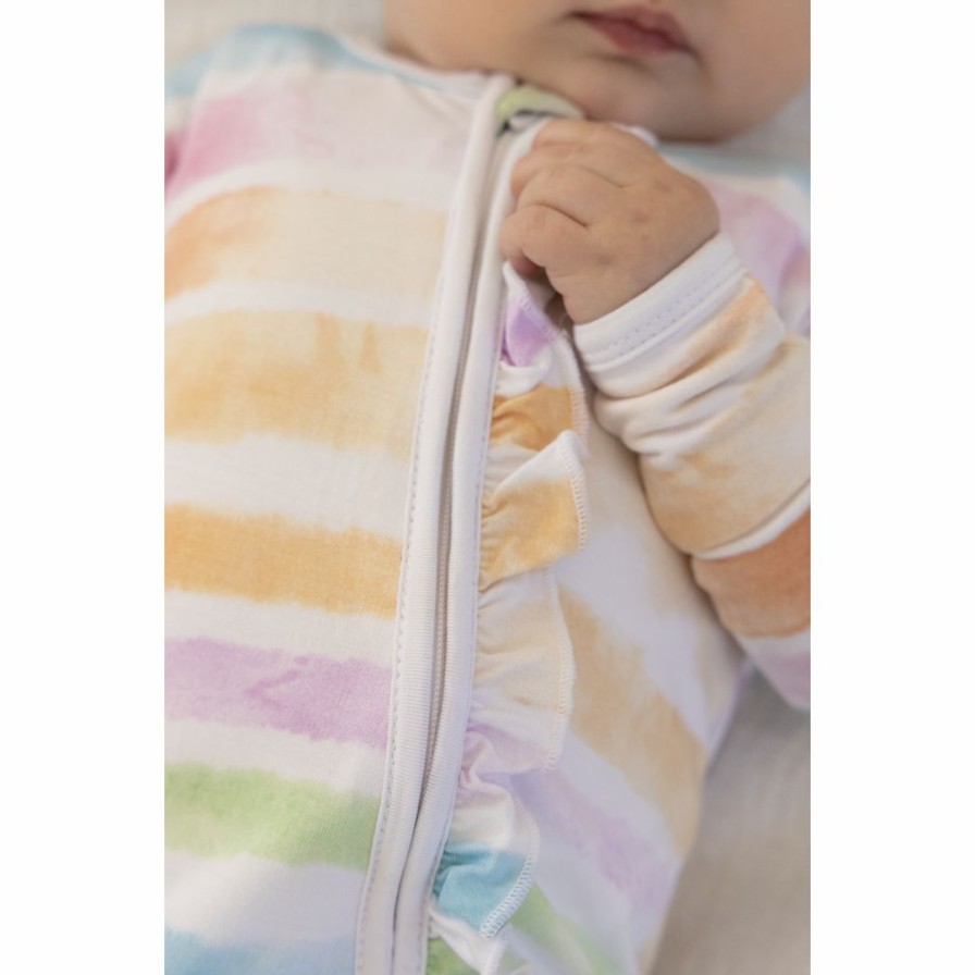 Clothing * | Sleepers Sunset Stripe Bamboo Zip Sleeper + Ruffles Arrows & Bow X Joss + J