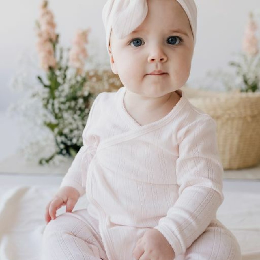 Clothing * | Jamie Kay Overalls + Rompers Rose Quartz Organic Cotton Pointelle Wrap Romper