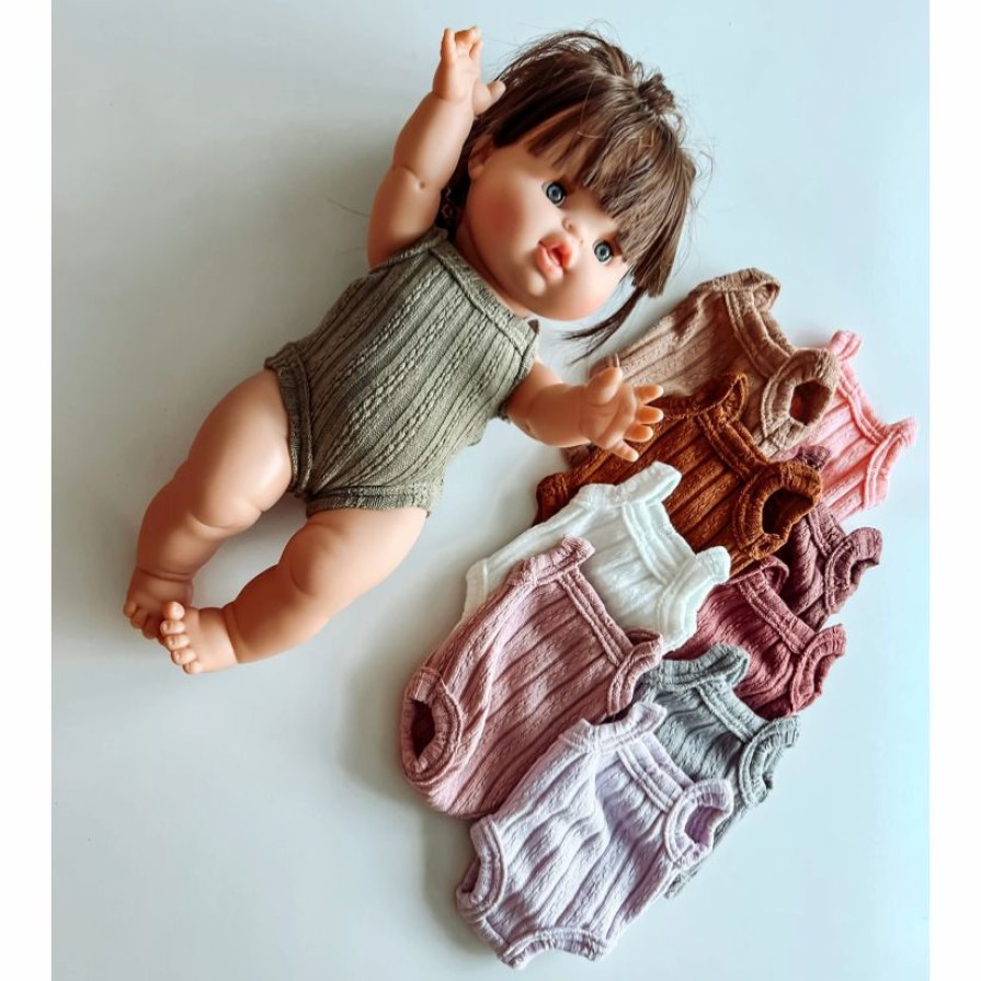 Dolls + Plushies * | Dolls + Plushies Olive Green Ribbed Minikane Romper