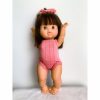 Dolls + Plushies * | Pink Ribbed Minikane Romper Dolls + Plushies