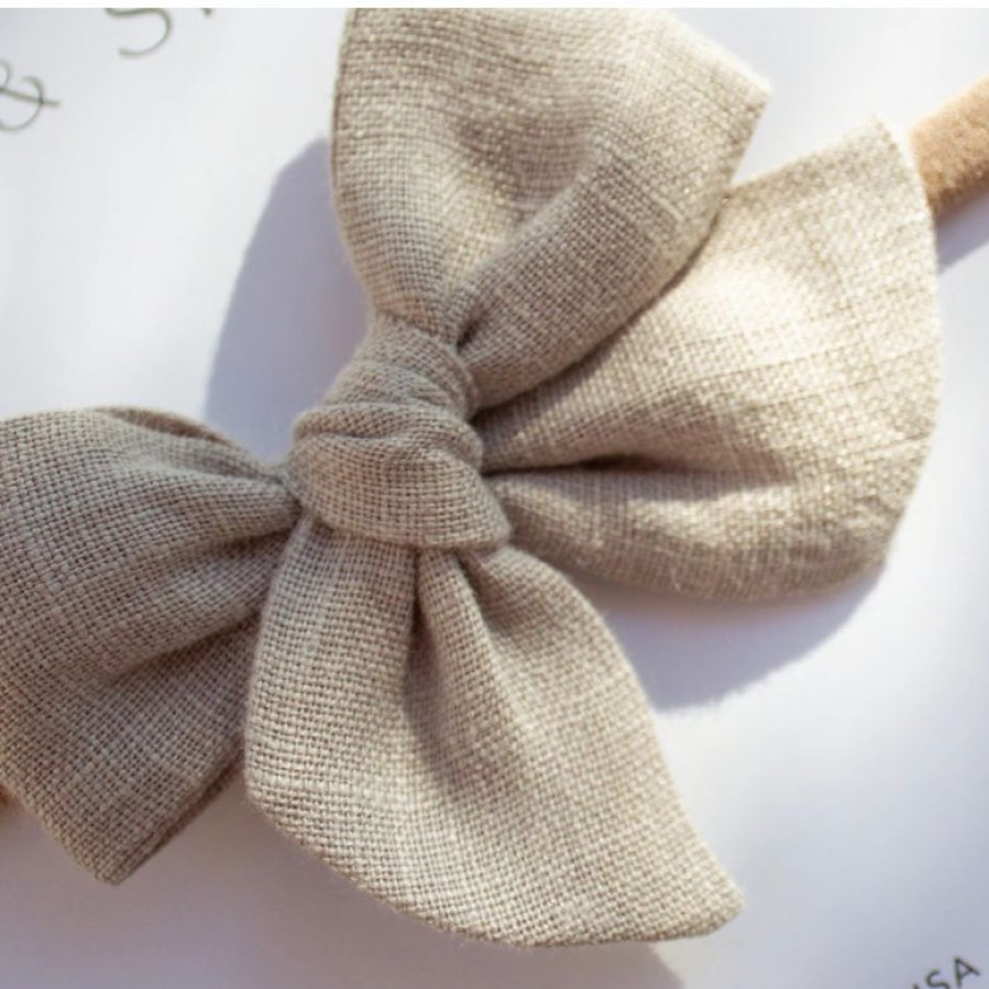 Headwear * | Mae + Skye Hazel Wood Mini Pinwheel Bow Nylon Headband