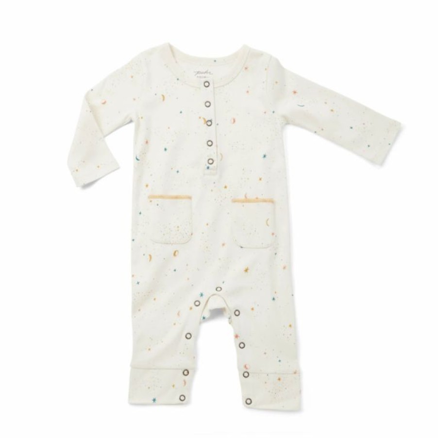 Clothing * | Pehr Overalls + Rompers Moon + Star Pocket Romper