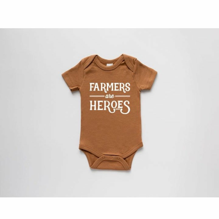 Clothing * | Gladfolk Farmers Are Heroes Organic Caramel Onesie