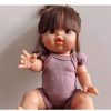 Dolls + Plushies * | Dusty Purple Romper Ruffle Sleeve Minikane Clothing Dolls + Plushies