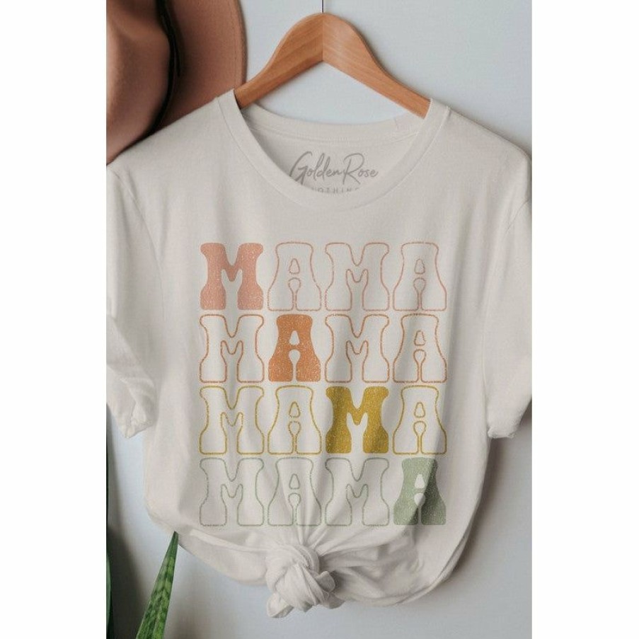 Women * | J+J Graphic Tees Mama Stacked Oversized Cream Tee