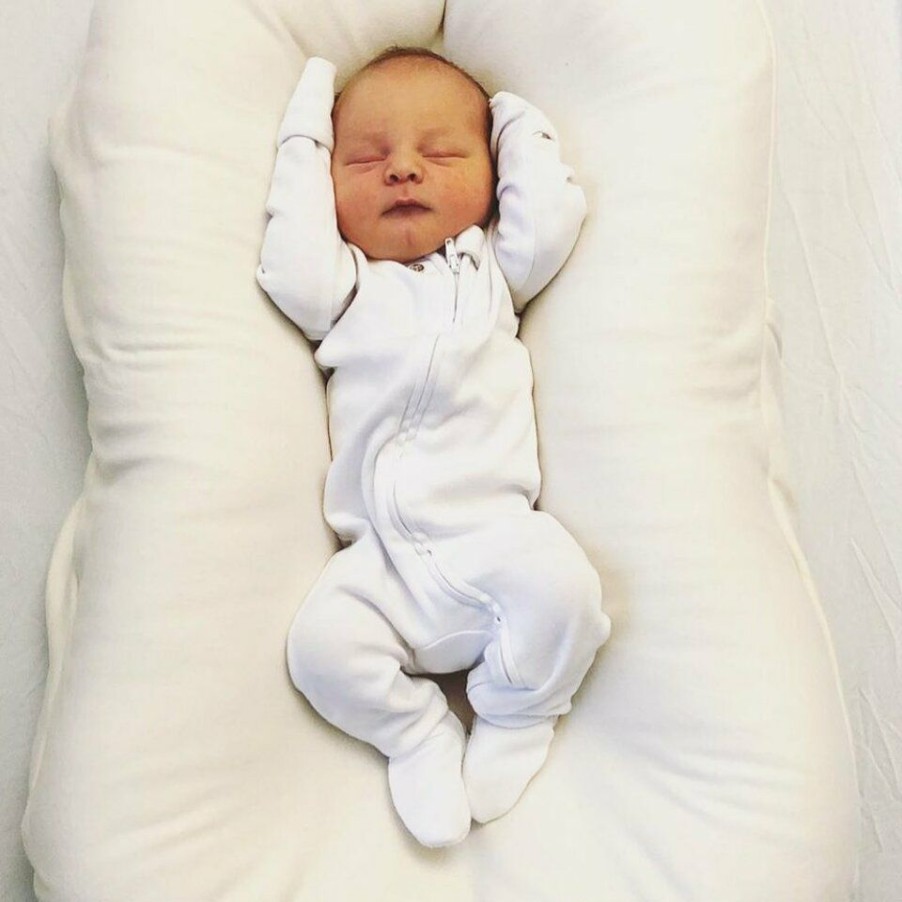 Clothing * | Loved Baby Sleepers White Organic Cotton Zip Sleeper