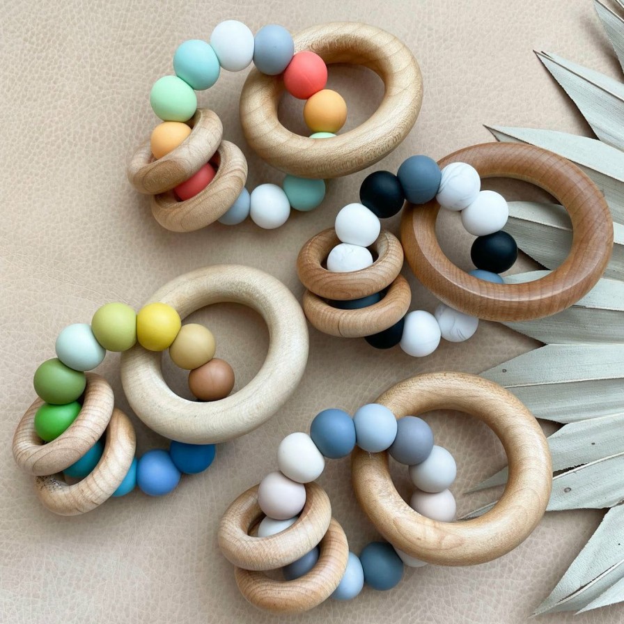 Toys * | Bannor Toys Storm Wooden Ring Silicone Teether