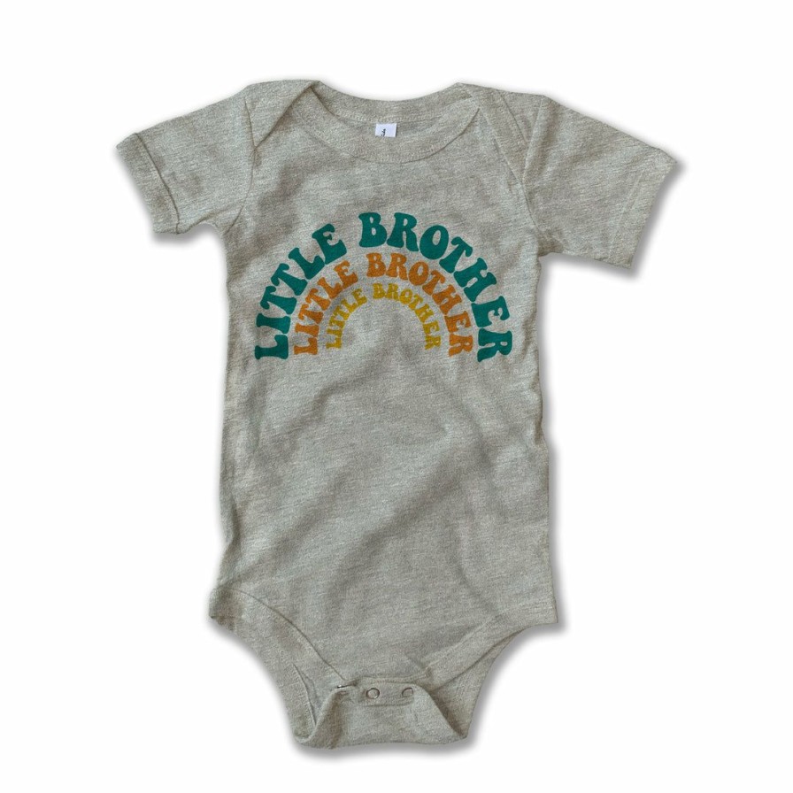 Clothing * | Rivet Apparel Bodysuits Little Brother Heather Stone Vintage Onesie