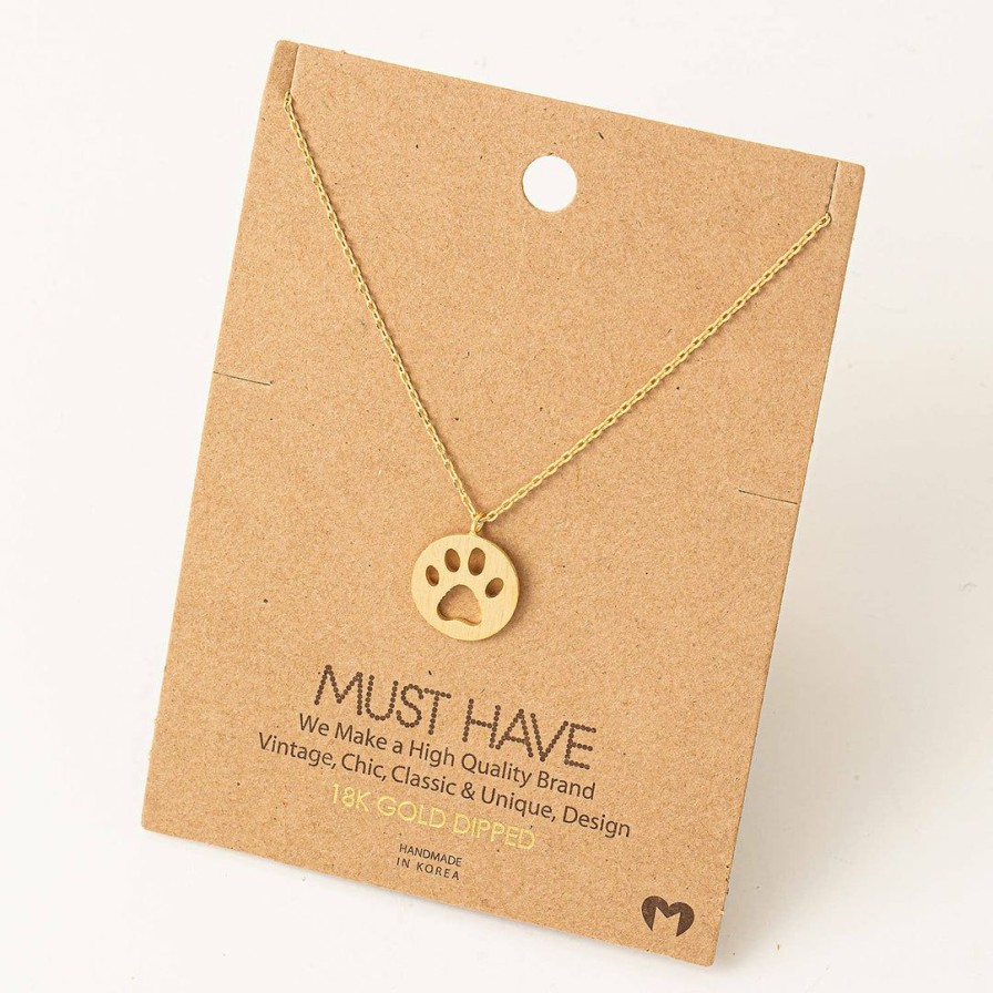 Women * | Fame Accessories Necklaces Paw Print Pendant Necklace