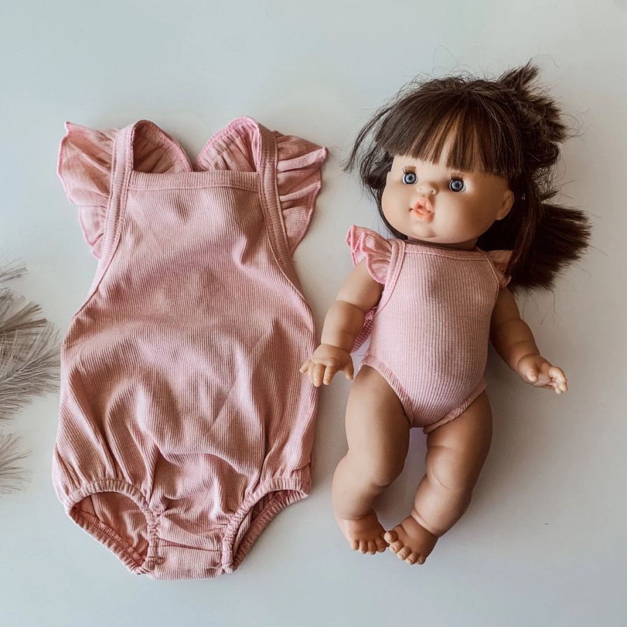 Clothing * | Minikane Light Pink Ruffle Bubble Romper