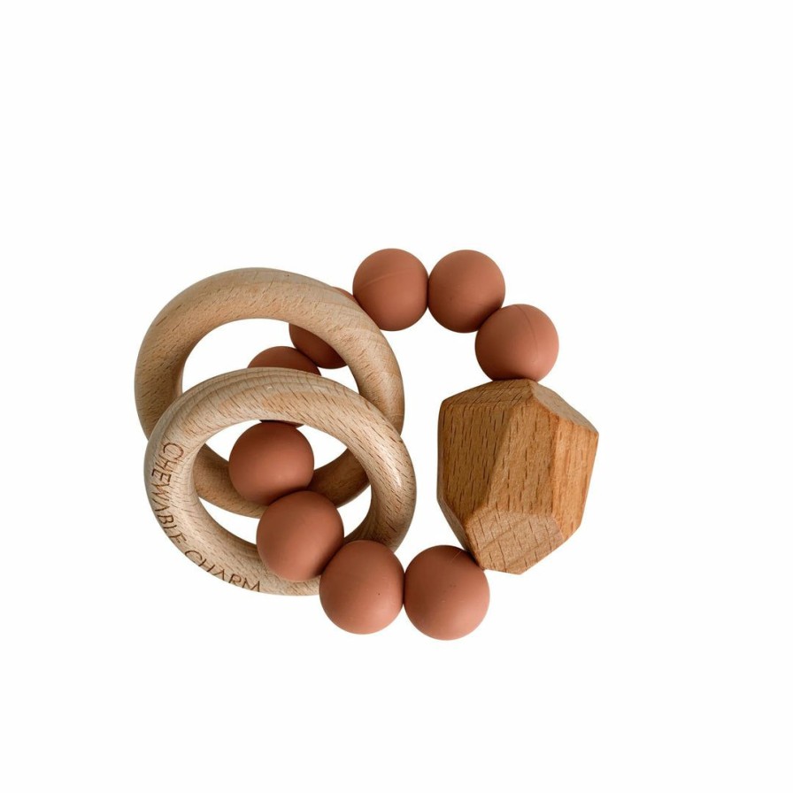 Toys * | Chewable Charm Toys Zion Sand Silicone + Wood Hayes Teether