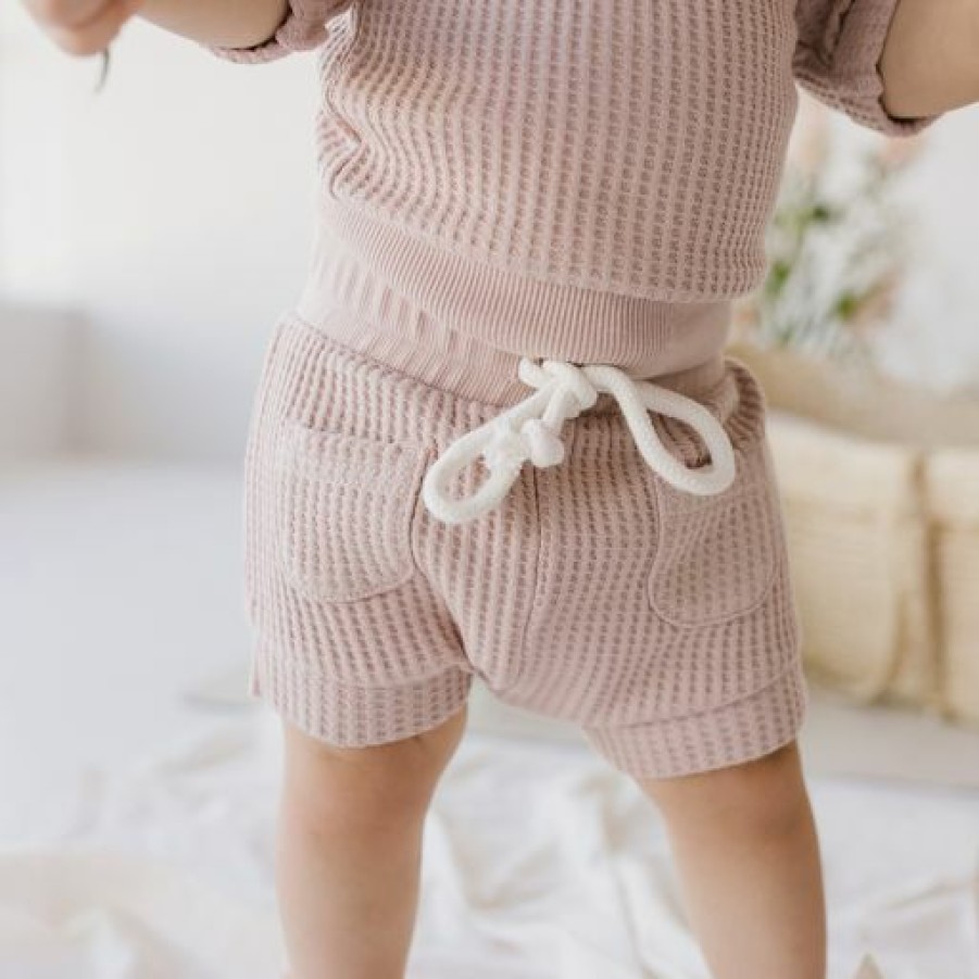 Clothing * | Jamie Kay Dusky Rose Organic Cotton Waffle Set Short Bloomers