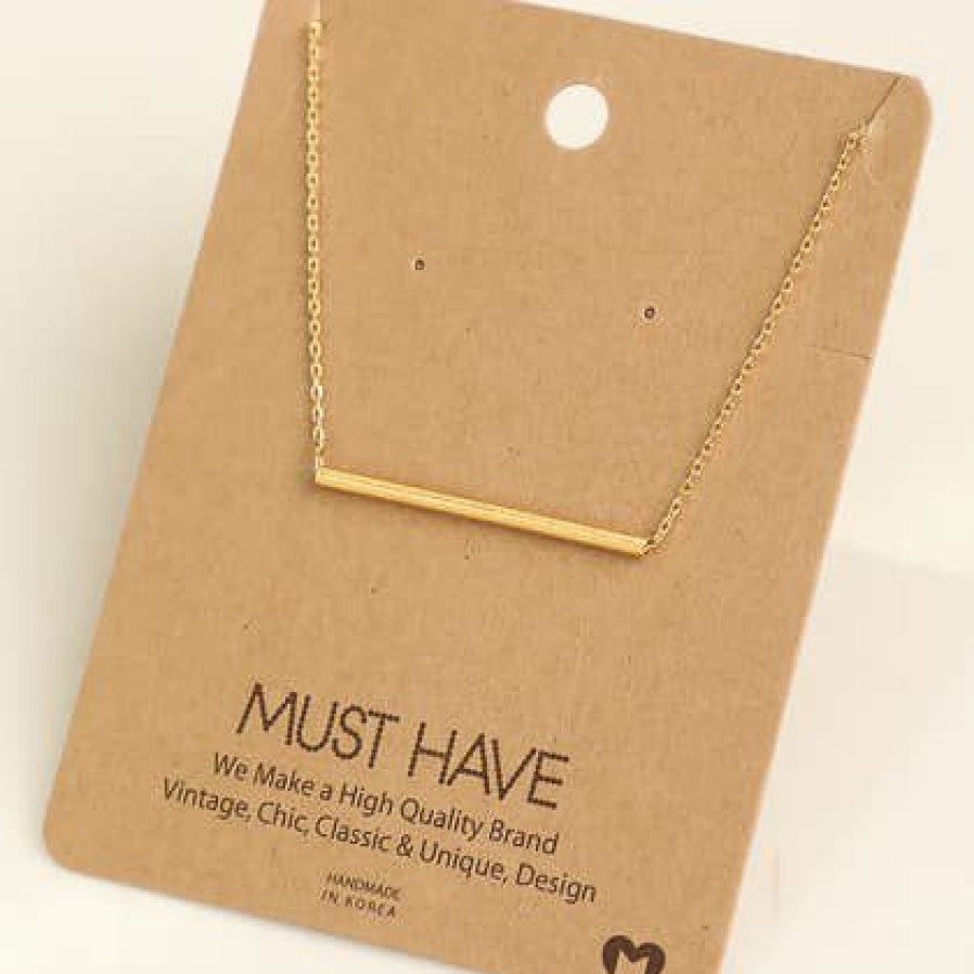 Women * | Fame Accessories Gold Tube Pendant Necklace