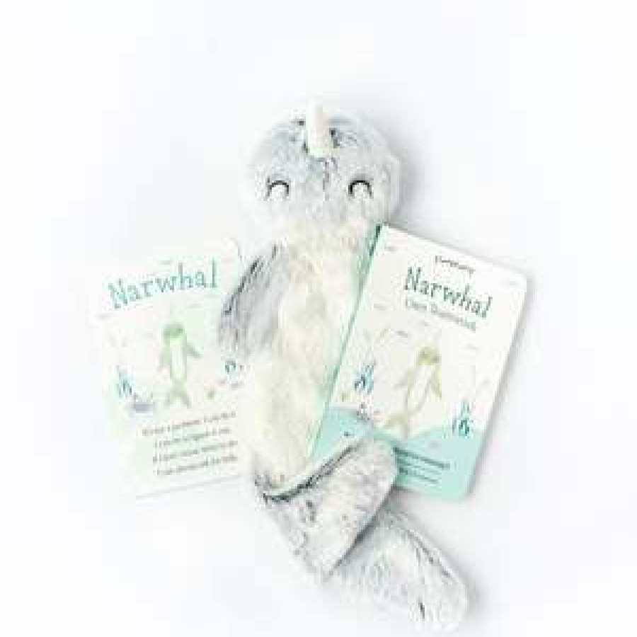 Dolls + Plushies * | Slumberkins Silver Narwhal Snuggler Growth Mindset Collection Books + Puzzles