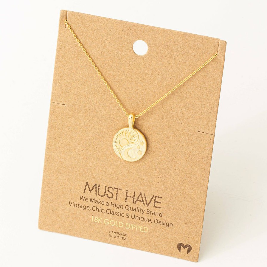 Women * | Fame Accessories Necklaces Sun + Moon Coin Necklace