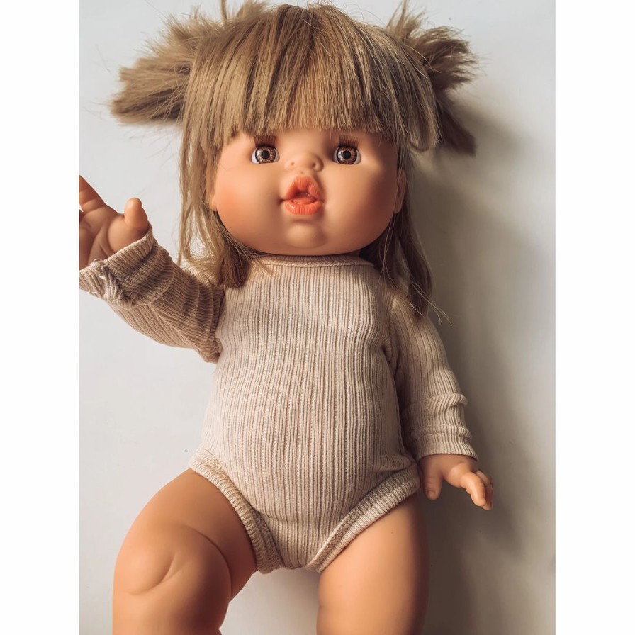 Dolls + Plushies * | Beige Minikane Long Sleeve Romper Minikane Clothing