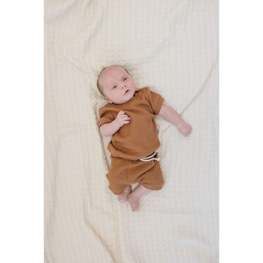 Clothing * | Mebie Baby Honey Organic Cotton Waffle Short Set