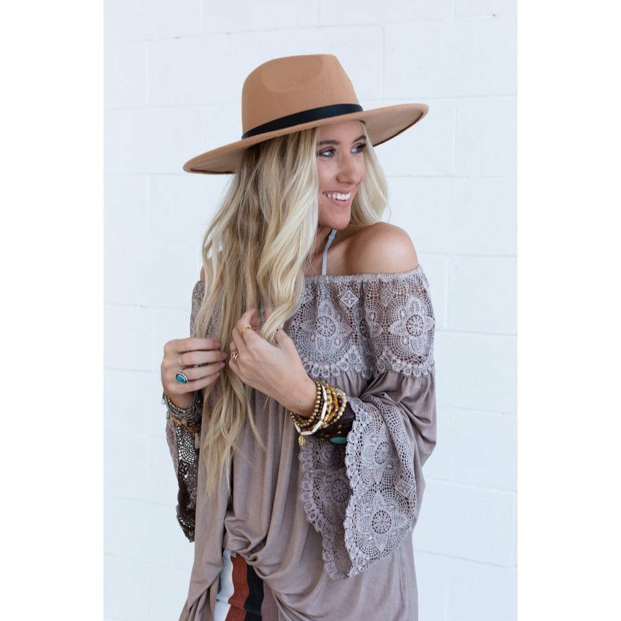 Women * | J+J Brown Venice Wide Brim Hat