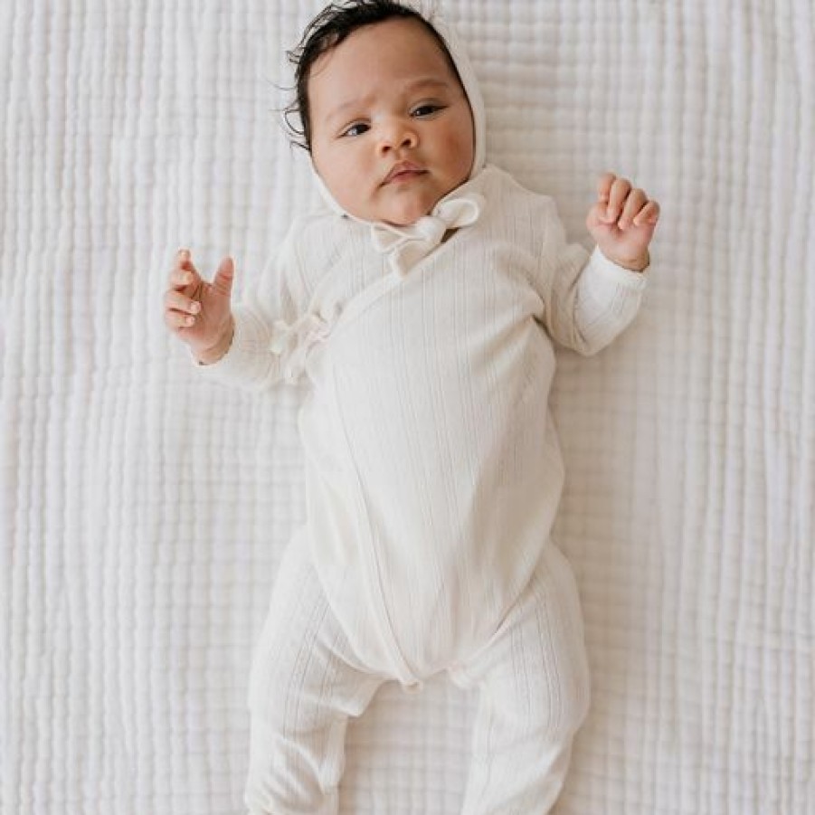 Clothing * | Jamie Kay Natural Organic Cotton Pointelle Wrap Romper