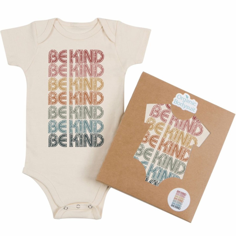 Clothing * | Morado Design Be Kind Retro Repeat Natural Organic Onesie