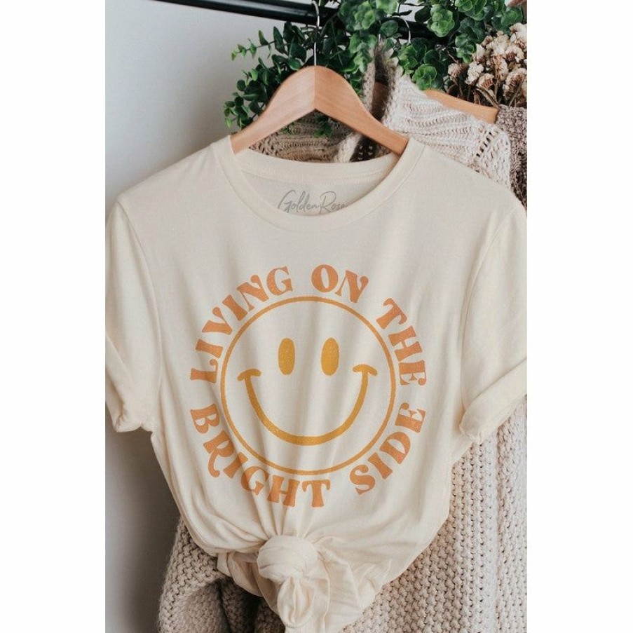 Women * | J+J Graphic Tees Bright Side Smiley Cream Tee