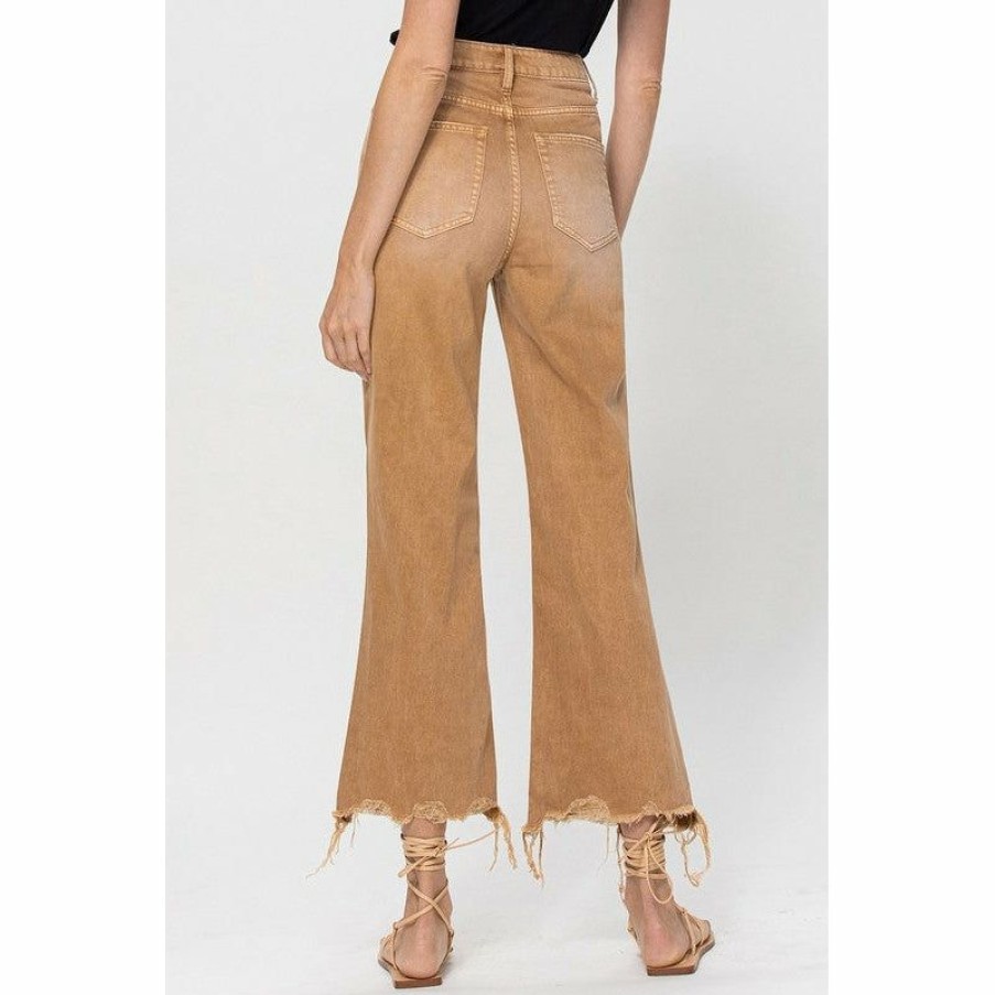 Women * | J+J Jeans + Pants Khaki Cropped Flare Jeans