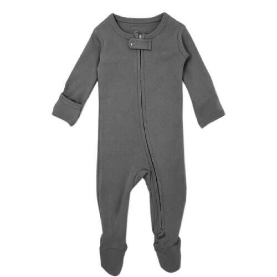 Clothing * | Loved Baby Sleepers Dark Gray Organic Cotton Zip Sleeper