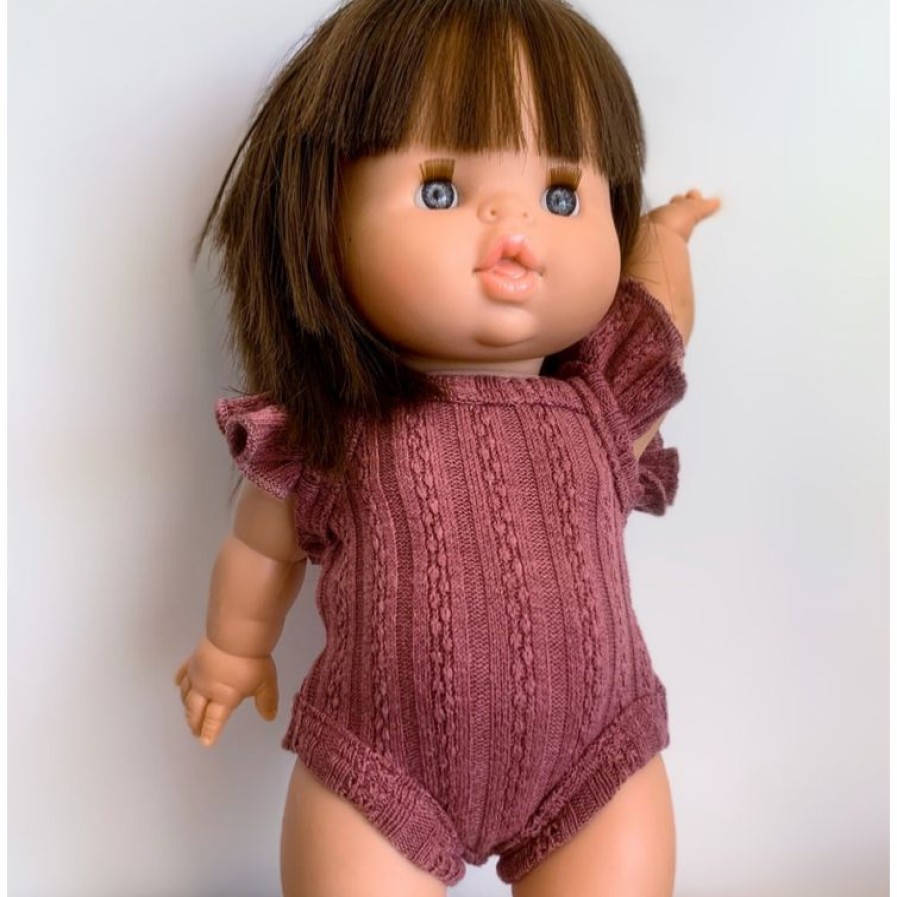 Dolls + Plushies * | Plum Romper Ruffle Sleeve Minikane Clothing