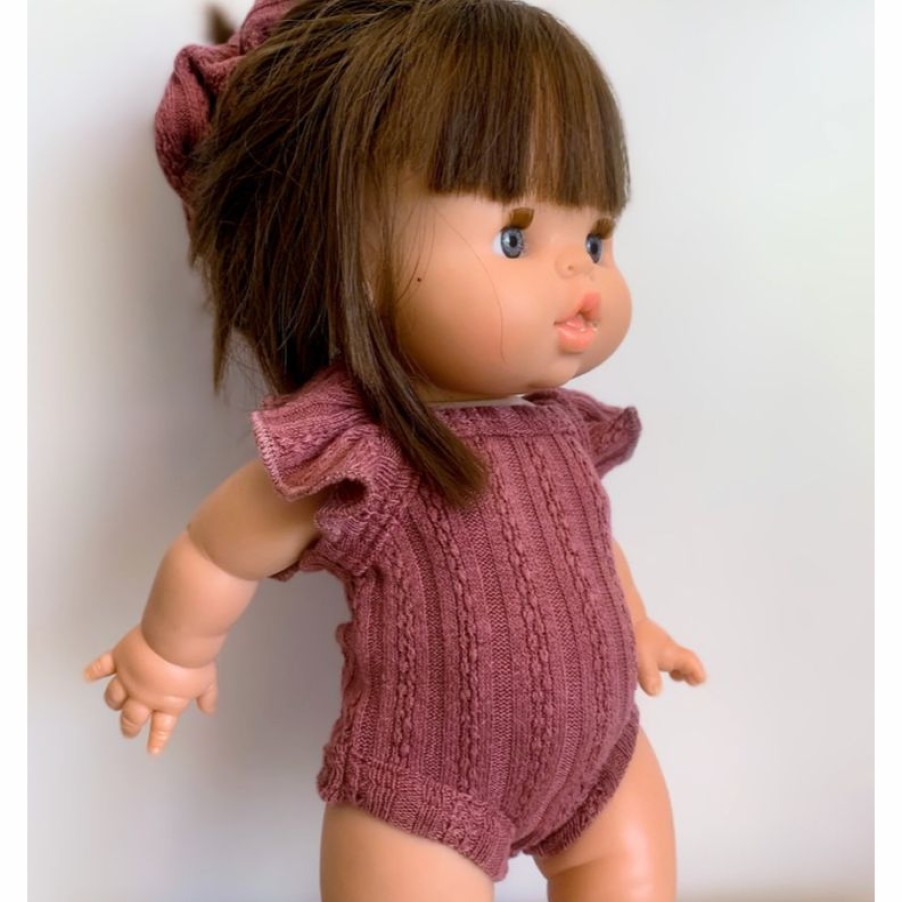 Dolls + Plushies * | Plum Romper Ruffle Sleeve Minikane Clothing