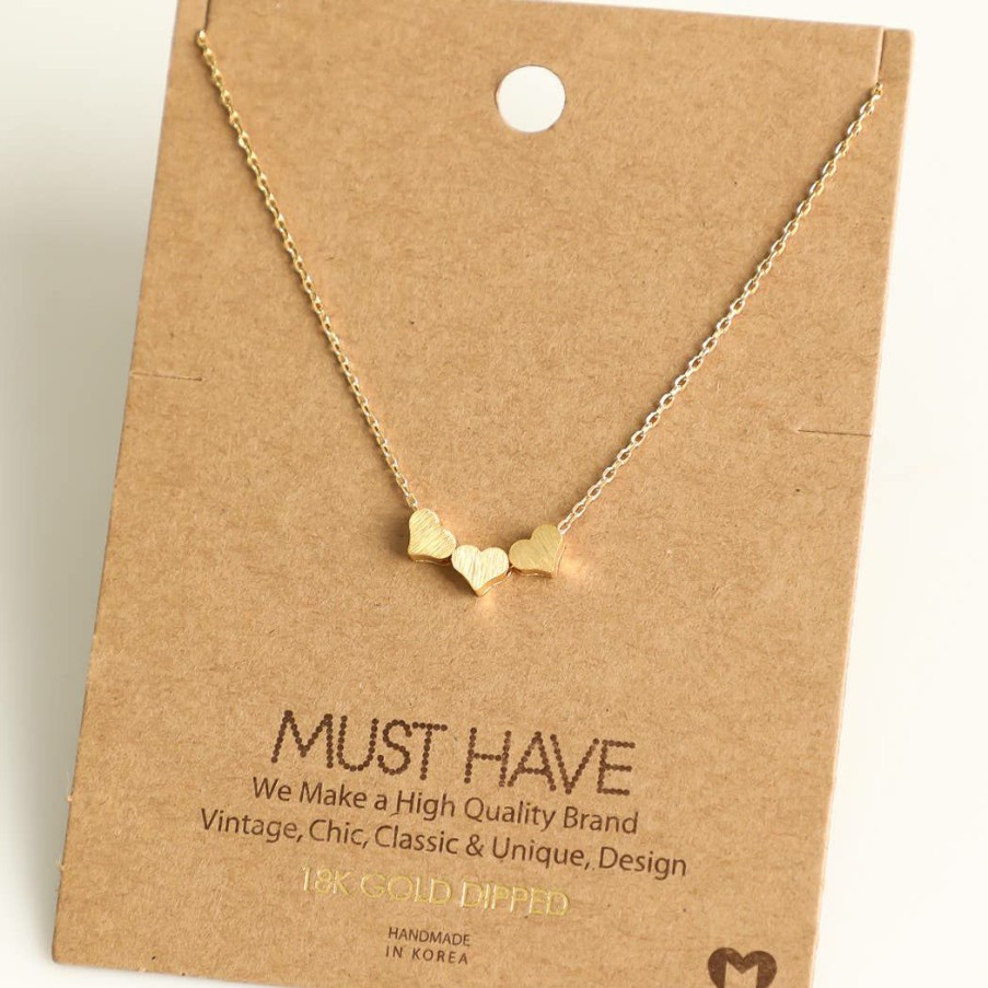 Women * | Fame Accessories Three Heart Necklace Necklaces