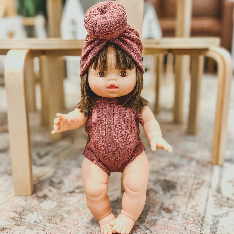 Dolls + Plushies * | Dolls + Plushies Dusty Mauve Knotted Minikane Turban Hat