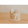 Party Time * | Cutest Little Party # 7 Gold Glitter + White Pom Trim + White Glitter Crown Party Time