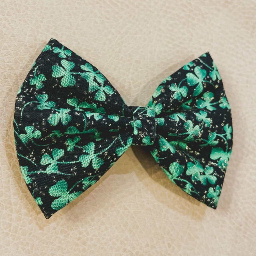 Headwear * | Bows For Show Black Shamrocks Hair Bow Clip