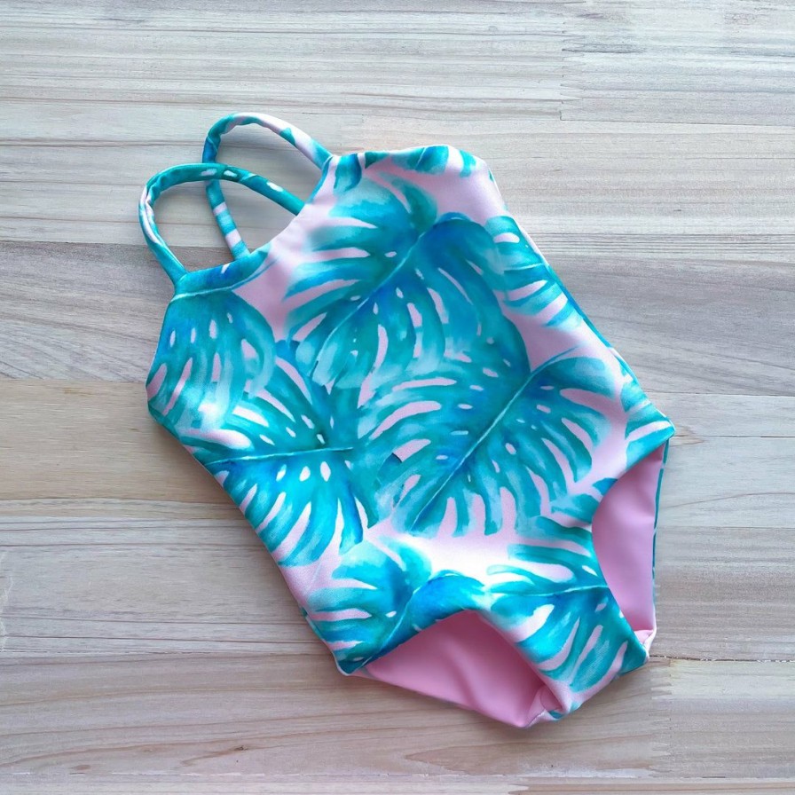 Clothing * | Raelo Swim Pink Palm + Blush One Piece Suit